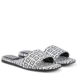 Givenchy woven slides black & white 39 (Woven logo print designer slide sandals)